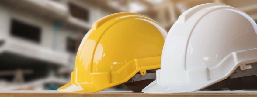 yellow and white helmet safety in construction site munkavédelem